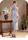 Isadora Blue Modern Cheongsam Dress