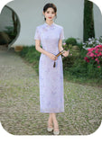 Larkspur Purple Lace Cheongsam Dress