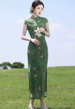 Zephyr Green Slim-Fit Cheongsam Dress