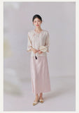 Romina Light Pink Relaxed Fit Cheongsam Top