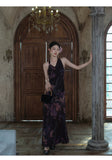 Unakite Floral Print Halter Cheongsam Dress