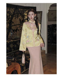 Charm 2-Piece Embroidered Jacquard Cheongsam Set