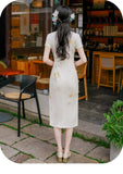 Tempo Beige Floral Cheongsam Dress