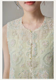 Seraphina Light Green Embroidered Vest Cheongsam