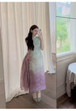Joy Gradient Satin Cheongsam Dress