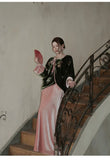 Vivienne 2-Piece Embroidered Velvet Cheongsam Set