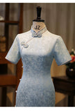 Deneb Silk Jacquard Cheongsam Dress