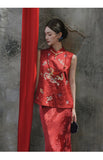 Ella 2-Piece Embroidered Jacquard Cheongsam Set