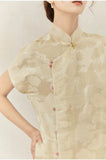 Lara Apricot Jacquard Silk Cheongsam Dress