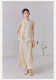 Daisy Butterfly Embroidered Linen Cheongsam Top