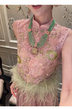 Emerald 3-Piece Embroidered Cheongsam Set