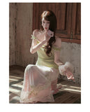 Blanche 2-Piece Lace Off-Shoulder Cheongsam Set