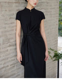 Melody Black Slim-Fit Cheongsam Dress