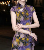 Ramona Purple Modern Cheongsam Dress