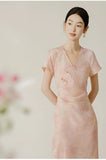 Vivian Ombre Pink Viscose Cheongsam Dress