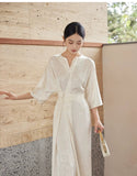 Sura Cheongsam Dress White Polyester