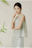 Yasmin Sage Green Embroidered Silk Vest Cheongsam