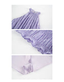 Winifred Purple Floral Pleated Cheongsam Dress
