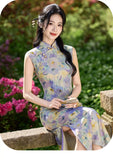 Narcissus Dark Purple Tencel Cheongsam Skirt