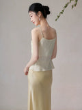 Phoenix Apricot White Relaxed Cheongsam Top