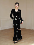 Ruby Velvet Deep Black Cheongsam Dress