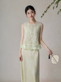 Seraphina Light Green Embroidered Vest Cheongsam