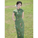 Zephyr Green Slim-Fit Cheongsam Dress