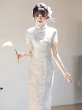Summit Monet Flower Jacquard Cheongsam