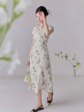 Rina Ink Wash Print Cheongsam Dress