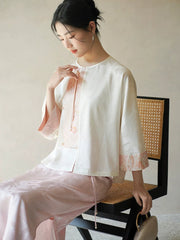 Katarina Cloud White Loose Cheongsam Top