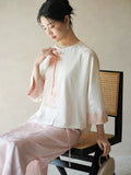 Katarina Cloud White Loose Cheongsam Top