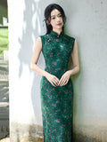 Dazzle Moss Flower Shadow Cheongsam Dress