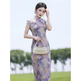 Wren Light Taro Purple Slim-Fit Cheongsam