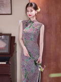 Jasper Light Purple Elastic Mesh Cheongsam