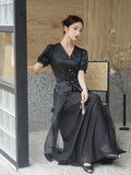 Octavia Black Slim Fit Cheongsam Top