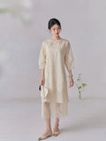 Nebula Apricot Lace Jacquard Cheongsam Dress