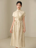 Winona Champagne Silk Cheongsam Dress