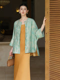Paramount Light Smoke Blue Silk Cheongsam Coat