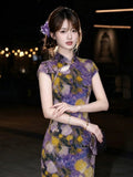 Ramona Purple Modern Cheongsam Dress