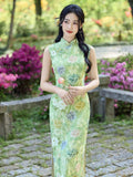 Hannelore Green Bamboo Leaf Cheongsam Dress