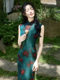 Plum Peacock Rose Lace Cheongsam Dress