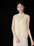 Beryl Light Yellow Embroidered Cheongsam Vest