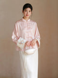 Pansy Jacquard Soft Pink Cheongsam Top