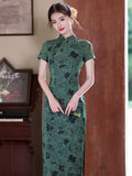 Sura Lace Mesh Green Cheongsam
