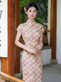 Gianna Red Twill Plaid Cheongsam