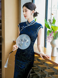 Katarina Blue High-Stretch Cheongsam Dress