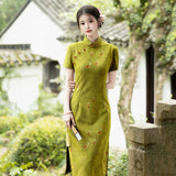 Fiorella Floral Short-Sleeve Cheongsam Dress