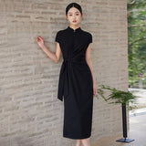 Melody Black Slim-Fit Cheongsam Dress