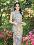 Narcissus Dark Purple Tencel Cheongsam Skirt