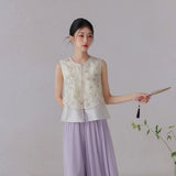 Freesia Floral Embroidered Loose Qipao Vest